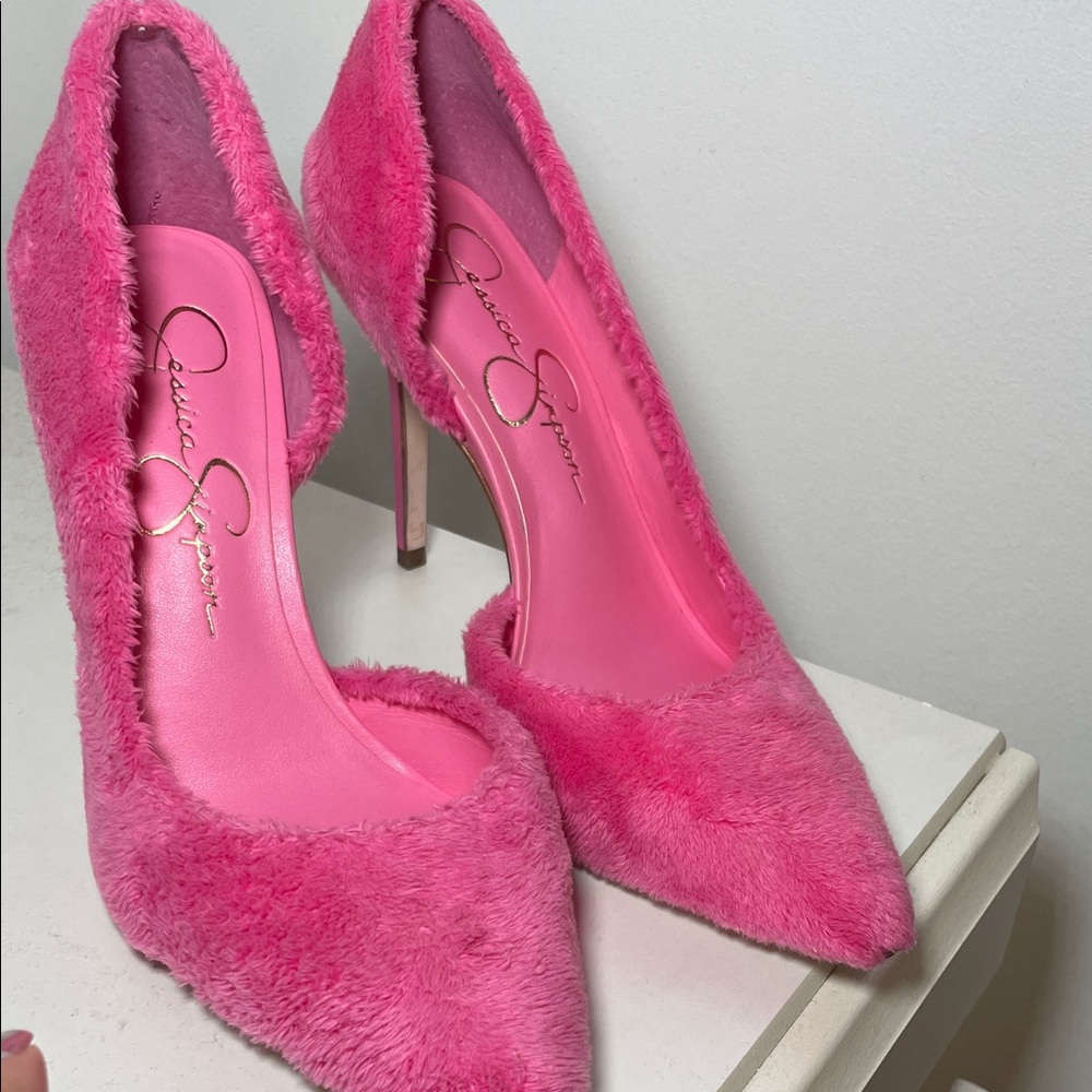 Jessica Simpson Vibrant Pink Fuzzy Heels